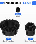 Tapered Bevel Gears Set Module 1 Ratio 1:2 With 20T And 40T Gears Hardened Steel Straight Bevel Gears For 90 Degree Steering Motor Applications