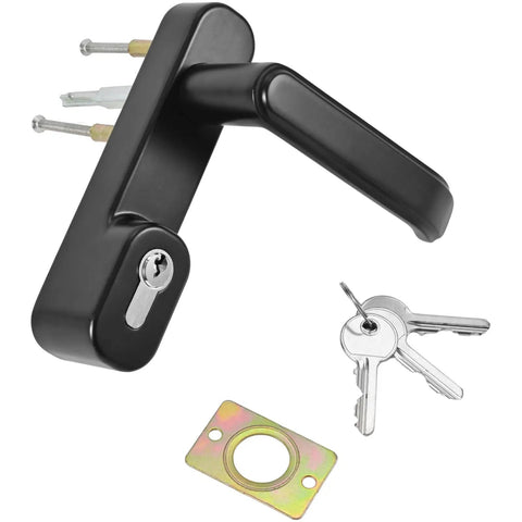 Commercial Push Bar Panic Exit Device With Lever Handle in Premium 304 Stainless Steel UL10C and ANSI Grade 1, black, with keys shown