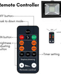 Remote controller for JUDYSSY Solar Flood Lights Outdoor Solar Flood Lights, with brightness and timer settings.