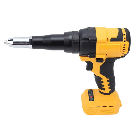 Heavy Duty Cordless Rivet Nailer With Brushless Motor And Auto Reverse Works Perfectly With Dewalt Dcb Batteries For Overhead Jobs Or Tight Spaces Includes Led Light Plus 18 Inch Rivet Cap Kit To Zip Up Metal Sheets Fast side view