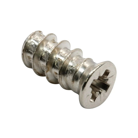 Side view of 100 Pack Pozi Cross Flat Head Euro Screws 6mm by 13mm Nickel Plated Steel Type B Point Phillips Drive Cabinet And Furniture Screws