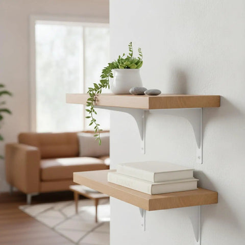 White Stainless Steel Shelf Brackets For Wall Mounting Floating Shelf Support Built Tough And Easy To Install in living room