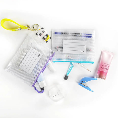 24 Pack Small Mesh Zipper Pouches With Label Pocket Waterproof Bags For School Office Supplies Cosmetics And Travel Essentials 6.3 By 4.9 Inches Clear See Through Organizers For Gear