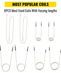 Induction Heater Coil Kit Set With 8 Coils For No Flame Heat And Rusty Bolt Removal displayed with varying lengths on white background