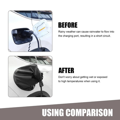 Badass Waterproof EV Charger Port Cover With Smack Shut Magnetic Lock For Electric Cars And Hybrids shown covering charging port.