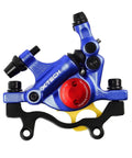Hydraulic Disc Brake Kit For Mountain Bikes And All Road Rigs, Rear Line Pulling Braking System, Blue Finish caliper close-up