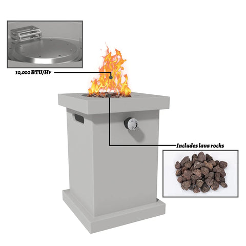 Portable Square 14 Inch Smokeless Fire Pit Table For Outdoor Patio And Backyard Heating 10000 BTU Fire Pit Table with lava rocks.