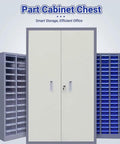 Heavy Duty Nut And Bolt Organizer Cabinet With 75 Drawers And Door, Durable Stainless Steel Frame, ABS Drawers With Anti Slip Base