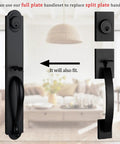 Keyed Entry Door Handleset In Matte Black With Full Plate Built To Fit US Doors Adjustable Backset 60mm Or 70mm Movable Hole Position Easy Install Keyed Entry Set For Modern Homes