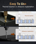Solid Brass Heat Set Nuts M6 Metric Threaded Inserts 50 Piece Heavy Duty Kit demonstrating thermal insertion and ultrasonic implantation methods.