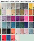 A variety of cushion flannel colors available, arranged in a grid, ideal for upholstery and home decor projects.
