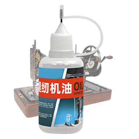 Industrial Grade High Temperature Sewing Machine Lubricant With Lightweight Formula bottle with vintage sewing machine in background