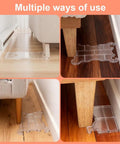Two Pack Clear Acrylic Sofa Wall Spacers Keep Paint Fresh And Block Deep Scratches With Reusable Invisible Gap Push Backers That Lock Couches Tight To Walls For A Dope Home Setup used under a couch leg on hardwood floor.