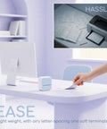 Texvora Portable Thermal Label Maker Machine With Wireless Inkless Mini Photo Printer on a desk with paperwork.