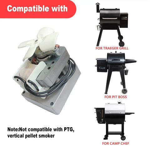 Upgraded 3.0 RPM Auger Motor Hella Reliable For Traeger Pit Boss Camp Chef Wood Pellet Grills mounted on grill for compatibility demo.