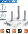 Top Shelf 120 Piece White Wall Plate Screw Kit With Four Standard Thread Sizes For Outlet Covers Light Switches And Faceplate Fasteners No Sweat Setup Smooth Install Daily—Zinc plated oval head slotted screws.