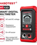Your Go To Digital Multimeter With LED Backlight Non Contact Voltage Detection Auto Range Shifting And High Precision DC And AC Voltage Current And Resistance Measurements For DIY And Pro Projects displaying digital screen and features