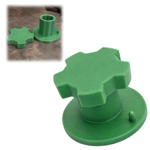 10 Lb Mig Wire Spool Adapter Replacement Hub Kit For Shop Welders Two Piece Set with green hand tight knob and raised pin.