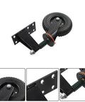 Heavy Duty 8 Inch Fence Gate Wheel Roller With Silent Rubber Tread And Bulletproof Steel Core Quick U Bolt Install Replacement Caster. Close-up view showing the bracket and wheel.