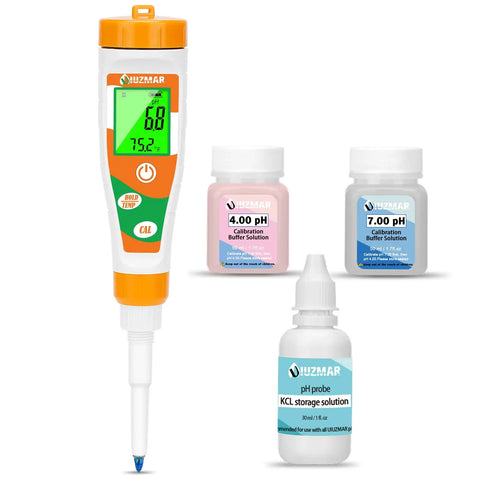 Digital pH Tester For Food With Spear Probe, calibration solutions and storage solution included.