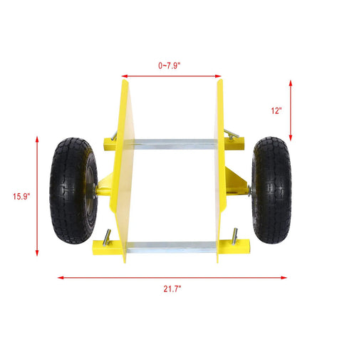 Heavy Duty Panel Dolly With 10 Inch Pneumatic Wheels All Terrain Moving Cart Featuring Adjustable Clamp Grip For Bulletproof Drywall Hauling And Straight Up Beast Appliance Moving Yellow