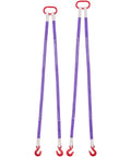 Two Pack Two Leg Lifting Slings With Hooks, 4400 Lb Capacity Heavy Duty Polyester Rigging Straps, 5 Ft Bridle Slings