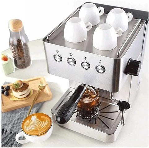 Semi Automatic Espresso Machine With Milk Frother For Home Barista Level Brews, 1.7 Liter Water Tank, 304 Stainless Brew Head, Silver