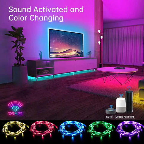 65 Ft RGB Smart LED Strip Lights With WiFi App Control And Voice Control Works With Alexa And Google Assistant 16 Million Colors