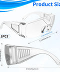 Shop Grade 3 Pack Clear Safety Glasses Heavy Duty Wraparound Protective Eyewear dimension illustration showing sizes and design details.