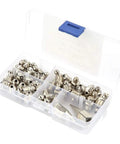 Grease Fittings Kit With 60 Metal Zerks For Spokes And Spoke Nipples in plastic case. Includes assorted angles for lubrication.