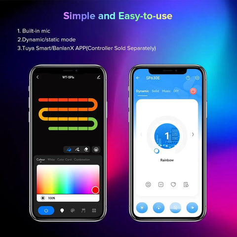 Smartphone apps for controlling Individually Addressable RGB LED Strip 5V 144 LEDs 3.28ft 5050 SMD With Pure Gold Wires