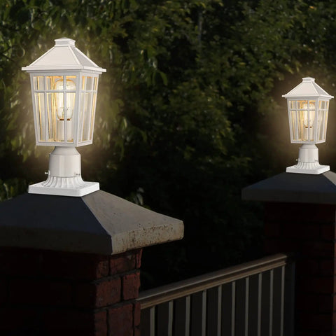 All Weather Outdoor Post Light With Rugged Aluminum Housing And Glass No Fuss Fence Post Deck Lighting For Garden Patio And Pathway 1 Pack White Weatherproof And Durable