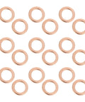 40Pc Copper Flat Washer Set For Oil Drain Plugs And Hydraulic Lines, 0.4 Inch Golden Copper Sealing Washers arranged on white background