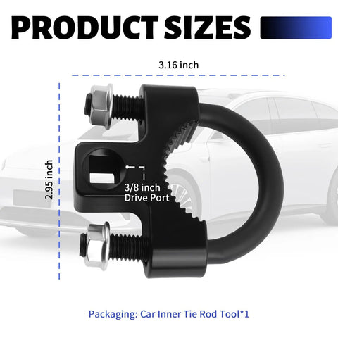 Three Eighths Inch Drive Inner Tie Rod Removal Tool With U Shaped Teeth Anti Slip Grip For Quick Dismantle And Installation Heavy Duty Universal Tie Rod End Tool For Cars SUVs And Trucks, 3.16 x 2.95 inch