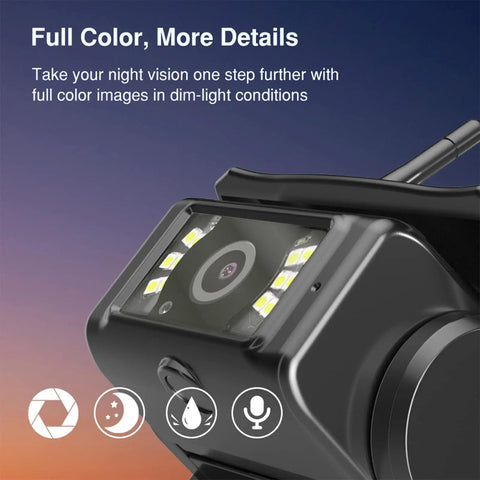 Close-up of Wireless RV Backup Camera With 7 Inch Monitor And 1080P DVR Full Color Night Vision showing LEDs