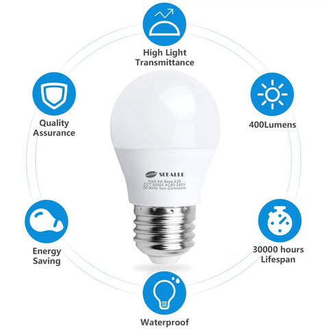 Led Refrigerator Light Bulb 4 Watt Waterproof Freezer Light Bulbs A15 E26 Medium Base Appliance Fridge Light Bulb