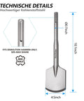 Image showing SDS Max Clay Spade Chisel Bit 4.5 Inch By 18 Inch Steel Shovel Bit for Rotary Hammer construction use.