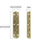 Bronze 65mm Long Folding Hinge Set For Wooden Boxes And Cabinets, 20 Pcs 180 Degree Hinges With Screws, Iron Construction