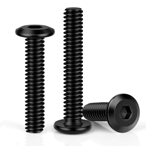 Heavy Duty Flat Head Socket Head Screws With Black Oxide Finish Solid Stainless Steel Furniture Bolts, three sizes visible