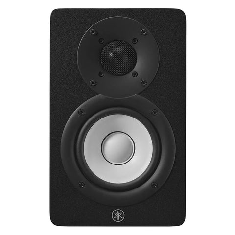Front view of HS4 Black Powered Studio Monitors Pair With 4.5 Inch Woofer And 1 Inch Dome Tweeter 60 Hz To 22 kHz 26W Output