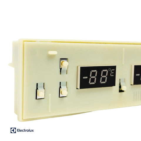 241739710 Temperature Control Board For Refrigerators Replacement Module, digital display, white plastic frame, angled view