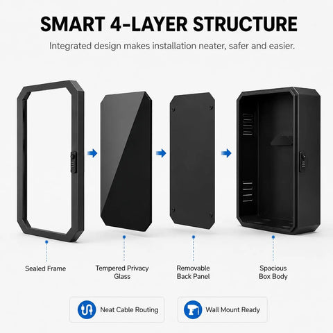 Heavy Duty Cold Rolled Steel Electrical Enclosure Built Tough For Outdoor EV Charger Boxes With Weather Resistance and Secure Storage showing smart 4-layer structure.