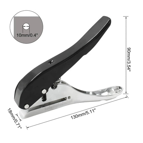 Heavy Duty Three Eighths Inch Hole Punch For IDs And PVC Cards Portable Single Hole Puncher with stopper and chrome plated construction