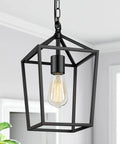 Rustic Black Pendant Light For Kitchen Island Industrial Hanging Lantern With Metal Cage Chandelier For Dining Room Hallway 49 Inch Adjustable Chain For Flat Or Sloped Ceilings
