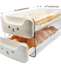 Clear Refrigerator Egg Holder For 36 Eggs Two Layer Egg Storage Drawer With 18 Slot Trays Fridge Organizer Box White Keeps Eggs Fresh