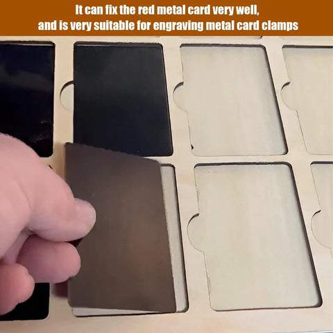 Precision Laser Engraving Jig For Metal Business Cards And Nameplates, Universal Template Holder For Accurate, Sharp Engraving On Standard Sized Cards, Pro Grade Jig For Custom Branding; wood jig holding metal cards