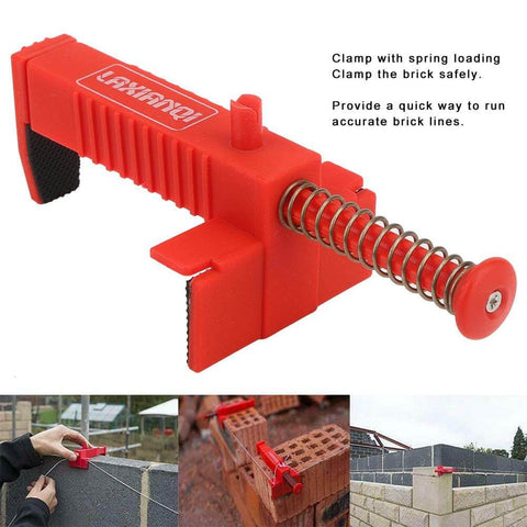 Two Piece Brick Line Puller Set With Leveling Wire Drawer Tool, DIY Friendly, Heavy Duty Masonry Clip Kit For Builders, Red Brickwork Line Puller