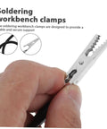 Close-up of alligator clamp from Six Piece Versatile Welding And Soldering Station Arm Magnifying Lamp Clip Top Notch Third Hand Tool Set.