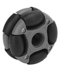 Omni-directional 48mm nylon wheel with TPR rollers, gray hub, front view.