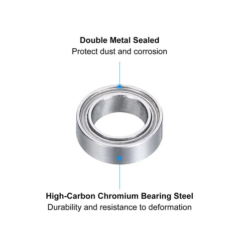 Deep Groove Ball Bearings Set 5x8x2.5mm For Rollers And Skateboards, double metal seals, high-carbon chromium steel durability.